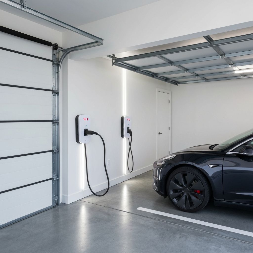 Installation professionnelle de borne de recharge électrique IRVE dans un garage moderne
